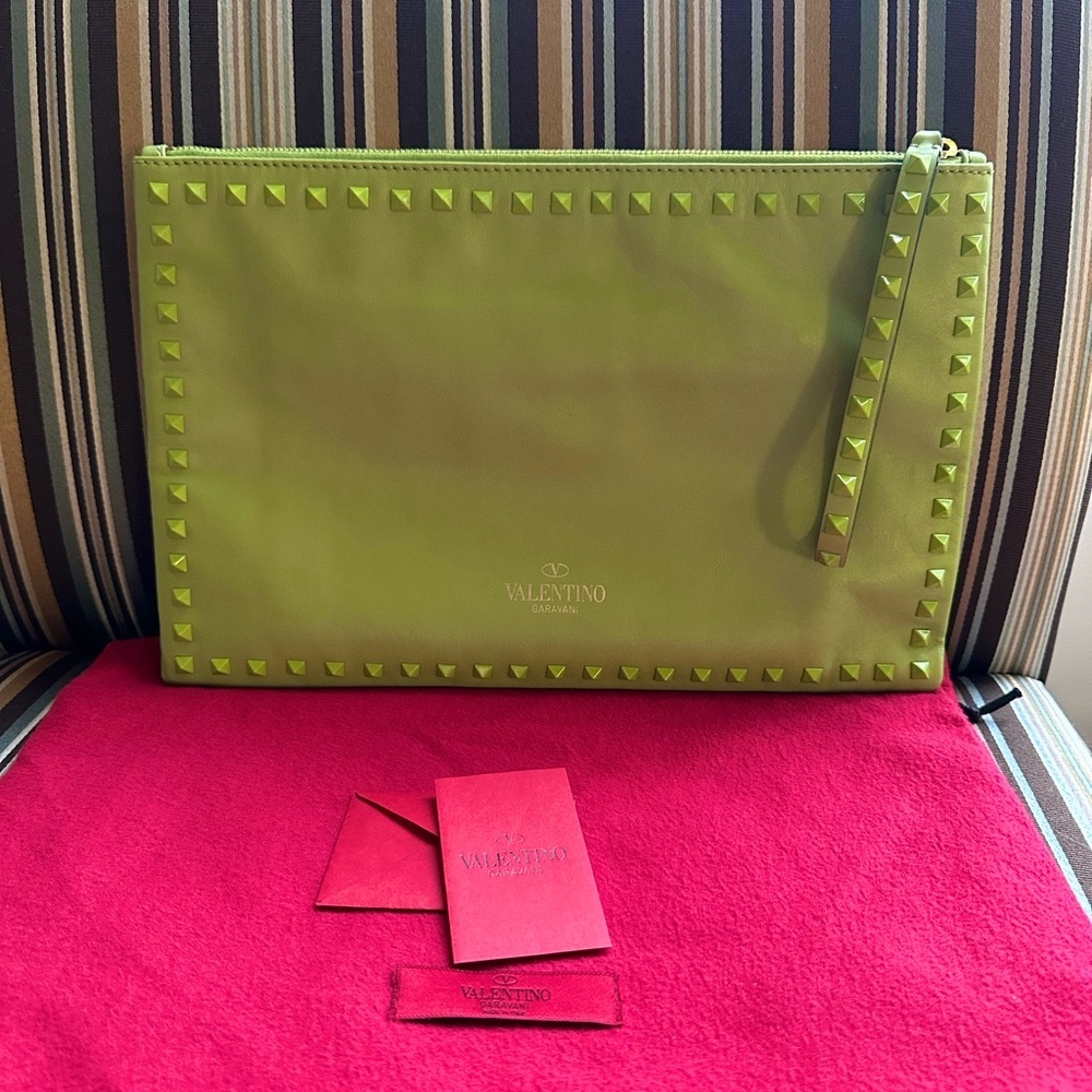 Valentino Apple Green Studded Clutch